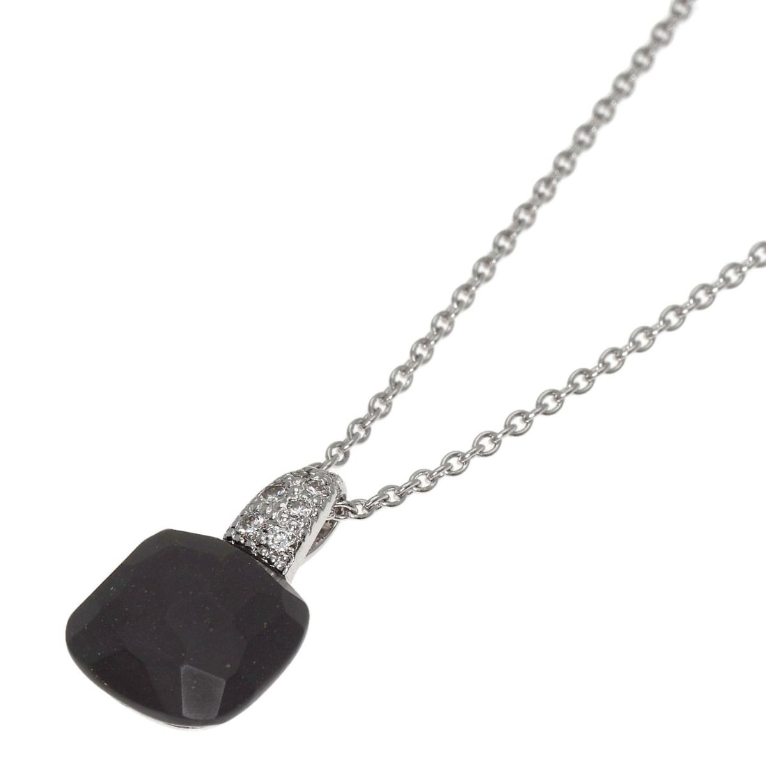 K18 White Gold Pomellato Capri Jet Diamond Necklace: K18 White Gold Pomellato Capri Jet Diamond Necklace Pomellato Capri Jet Diamond Necklace crafted from K18 white gold features a silver color and measures 15.7 inches in length. Made in Italy, it showc