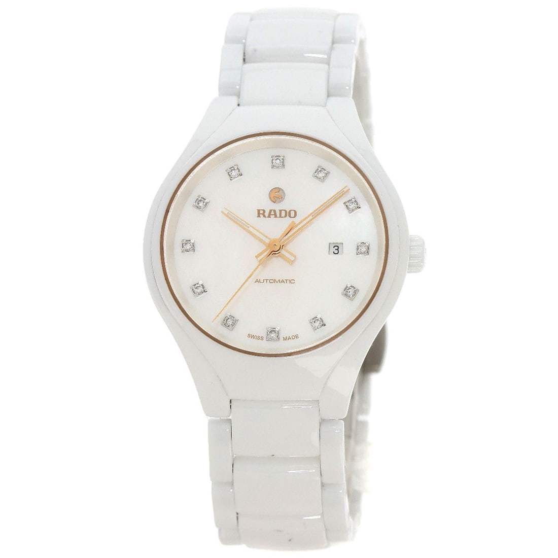 RADO True 12P Diamond Watches 561.0244.3 Ceramic: RADO True 12P Diamond Watches 561.0244.3 Ceramic RADO True 12P wristwatch made of ceramic with an analog display and mechanical automatic movement. Suitable for a wrist size of 5.70 inches and crafted