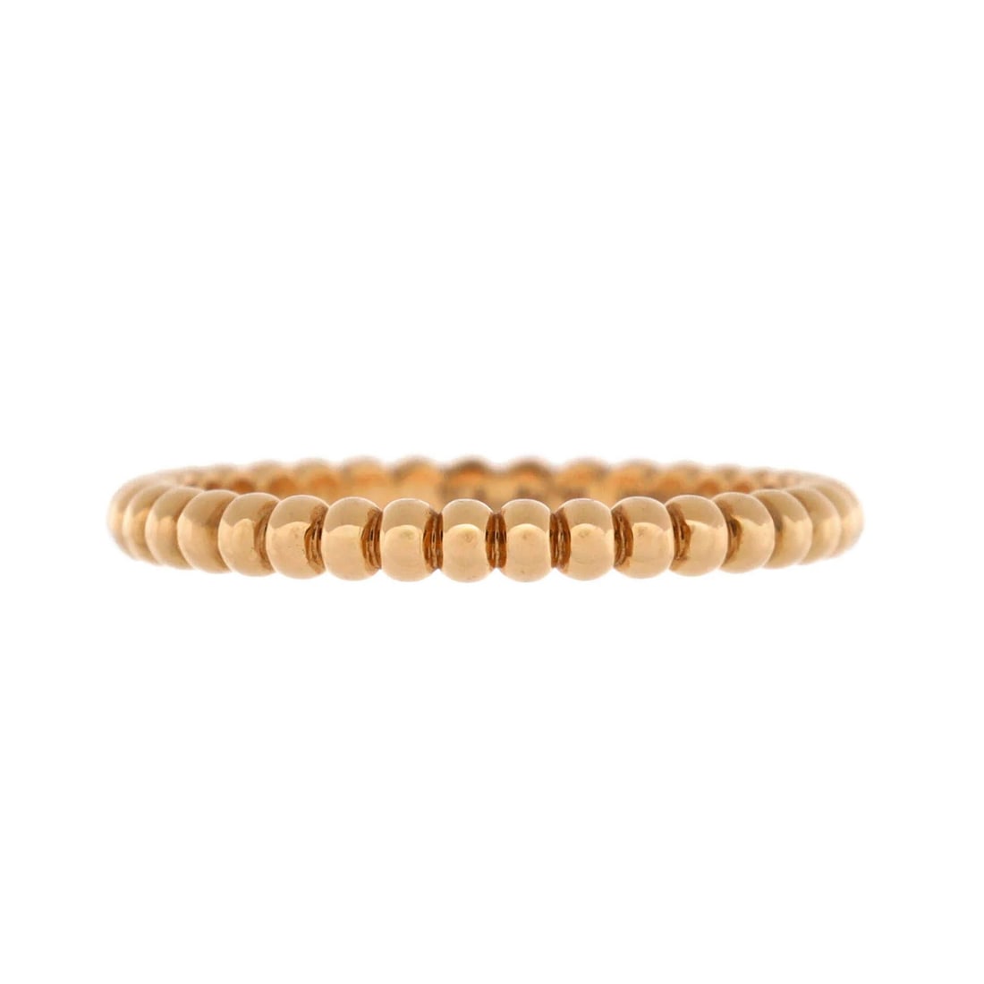 Van Cleef & Arpels 18K Rose Gold Perlee Ring Small: Van Cleef & Arpels 18K Rose Gold Perlee Ring Small The Van Cleef & Arpels 18K Rose Gold Perlee Ring is crafted from 18K rose gold, sized 8.75, with a width of 2.15 mm. It is in great condition with mi
