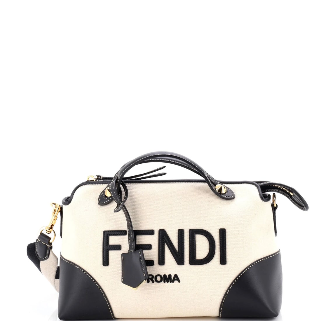 Fendi Medium Logo By The Way Satchel Canvas and Leather: Fendi Medium Logo By The Way Satchel Canvas and Leather This Fendi Medium Logo By The Way Satchel is made from canvas and plain leather, featuring a neutral color, with dimensions of 11 x 7 x 5 inches
