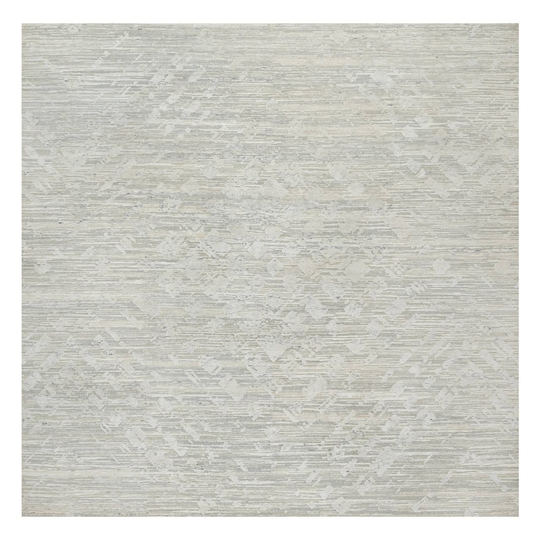 Rug 10'x10' Gray Modern Design Undyed Natural Wool Hand Knotted Square: Rug 10'x10' Gray Modern Design Undyed Natural Wool Hand Knotted Square Gray hand knotted square rug made of natural wool, measuring 10' x 10' with a modern design, from India and aged 2000 or later. I