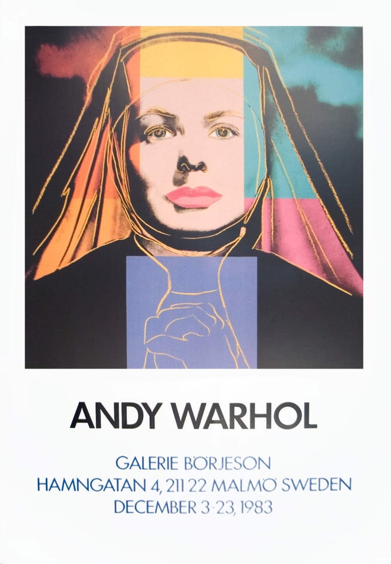 ANDY WARHOL Ingrid The Nun Poster 39.5" x 27.5" 1983 Pop Art: ANDY WARHOL Ingrid The Nun Poster 39.5" x 27.5" 1983 Pop Art This 1983 offset lithograph poster by Andy Warhol, titled 'Ingrid The Nun,' measures 39.5 x 27.5 inches and is in near mint condition with