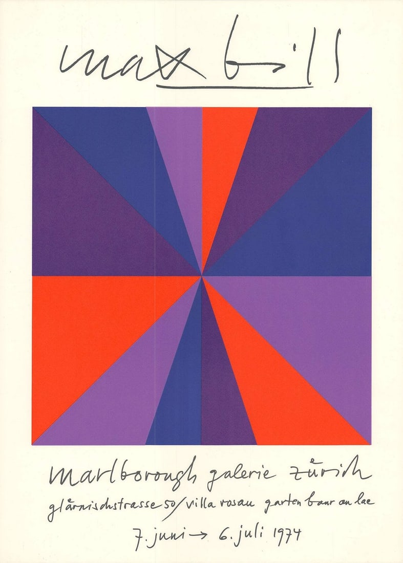 MAX BILL Lithograph 1974 27.5" x 19.75" Galerie Zurich Contemporary (1 of 4)