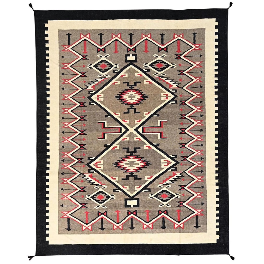 Gray 8'x9'10" Hand Woven Wool Geometric Design Flat Weave Rug (1 of 6)