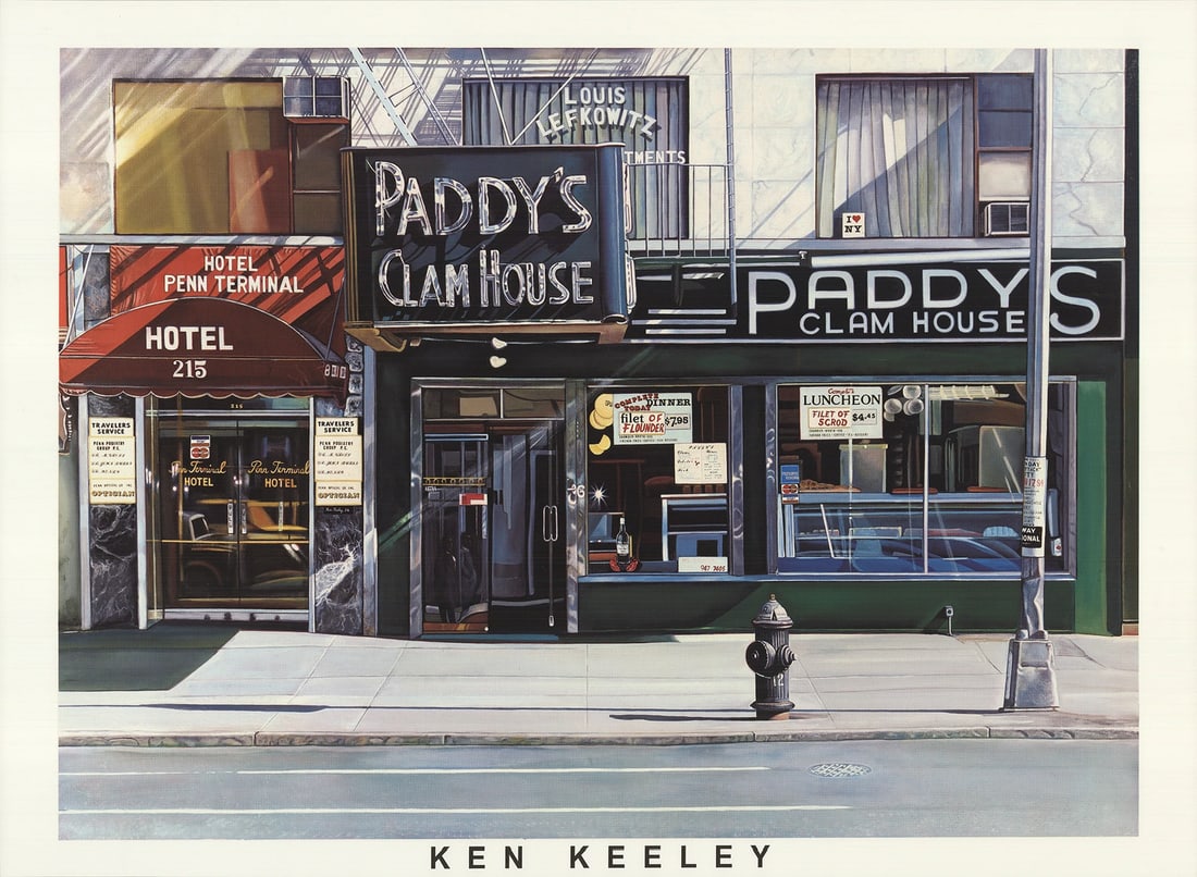KEN KEELEY Paddy's Clam House Offset Lithograph, 31" x 42.25", 1994 (1 of 11)