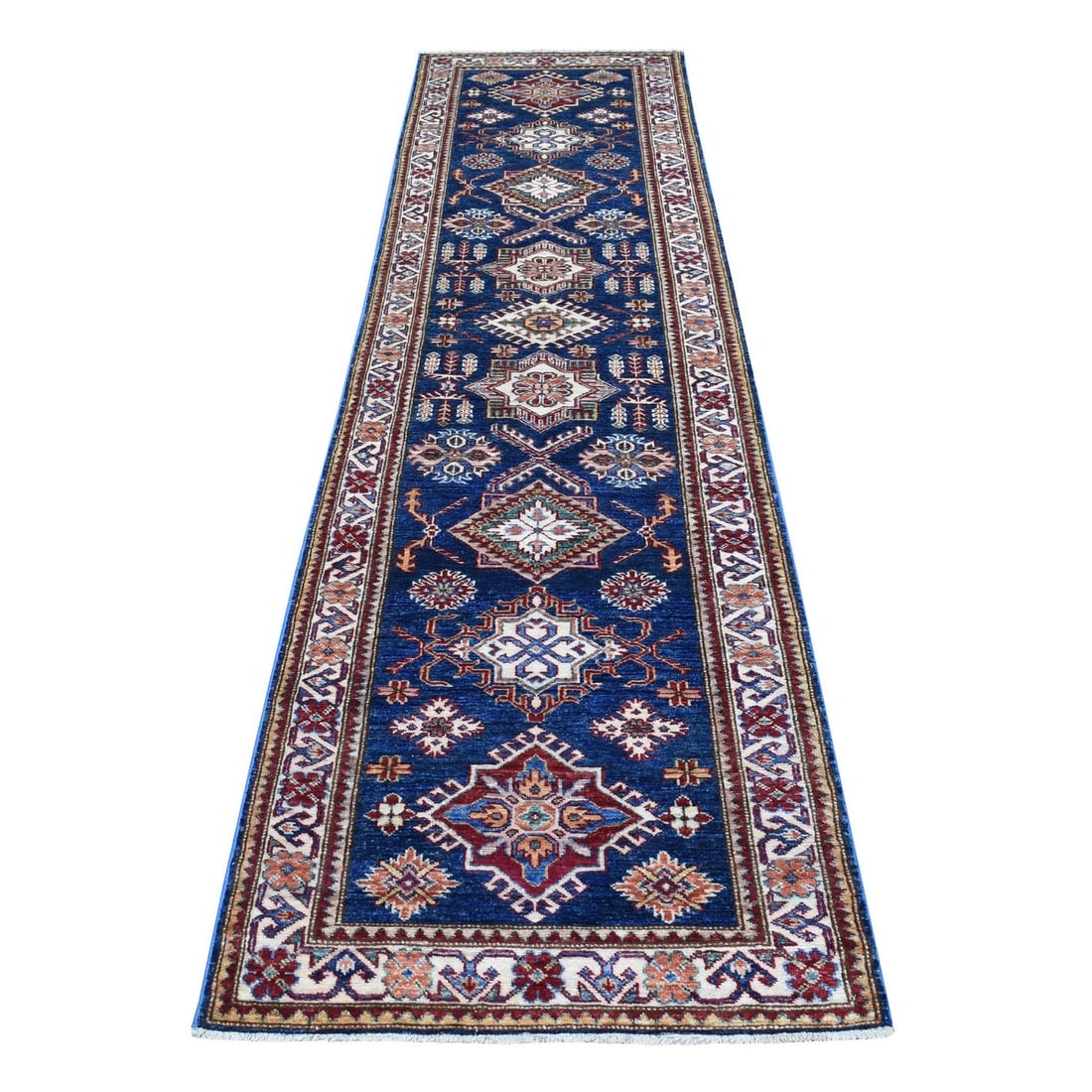 Rug 2'8"x10'5" Hand Knotted Denim Blue Extra Soft Wool Super Kazak Runner (1 of 6)