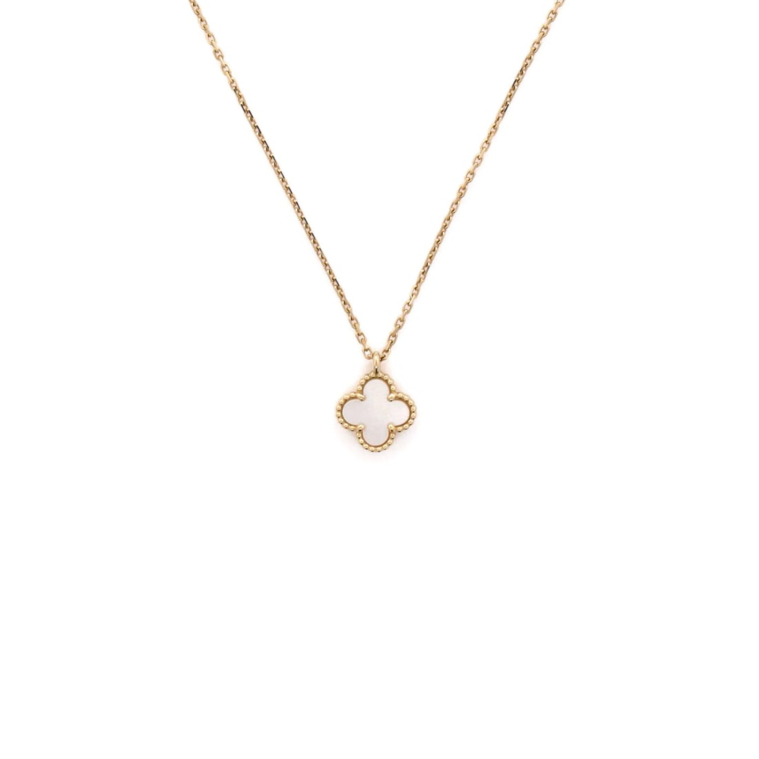 Van Cleef & Arpels Sweet Alhambra Pendant Necklace 18K Yellow Gold: Van Cleef & Arpels Sweet Alhambra Pendant Necklace 18K Yellow Gold Van Cleef & Arpels Sweet Alhambra Pendant Necklace made of 18K yellow gold and mother of pearl features a pendant measuring 11.55 mm
