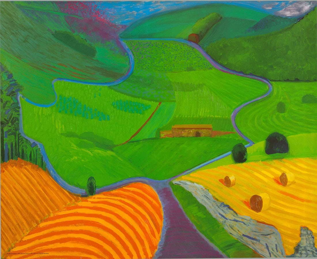 North Yorkshire Offset Lithograph 19.75" x 24.25" 1997 Pop Art DAVID HOCKNEY: North Yorkshire Offset Lithograph 19.75" x 24.25" 1997 Pop Art DAVID HOCKNEY David Hockney's North Yorkshire Offset Lithograph from 1997, measuring 19.75 x 24.25 inches, in mint condition and unsigned