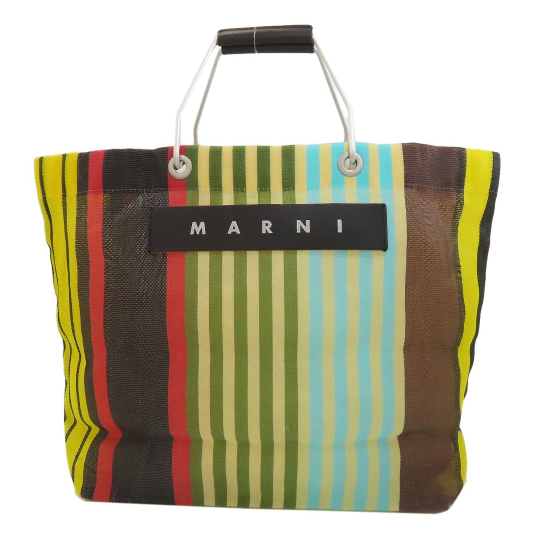 MARNI Nylon Flower Cafe Handbag: MARNI Nylon Flower Cafe Handbag The MARNI Nylon Flower Cafe Handbag is designed in a vibrant multi-color scheme of red, light blue, and yellow, and is categorized as a handbag. Item Specifics: