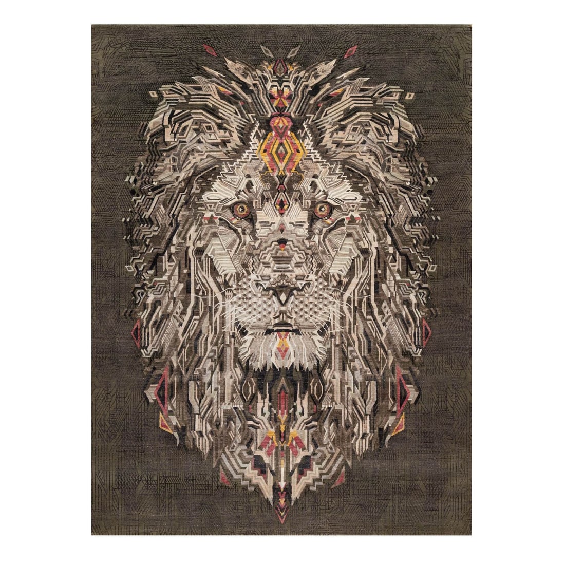 Rug 9'x12' Brown The Maharaja Lion Novelty Wool & Silk Hand Knotted Soft (1 of 11)