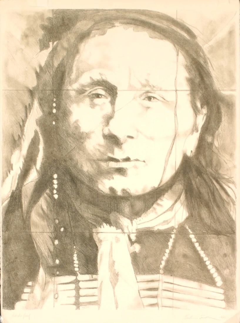 Li BARBARA SANDLER Portrait of an American Indian (1776-1976) SIGNED 30" x 22.5" (1 of 1)