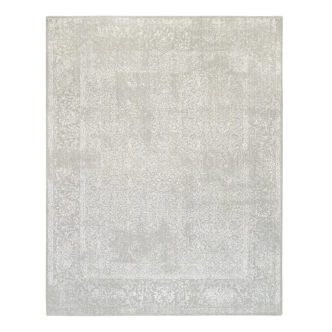 Beige Wool and Silk Hand Loomed Fine Jacquard Rug 8'x10" (1 of 11)