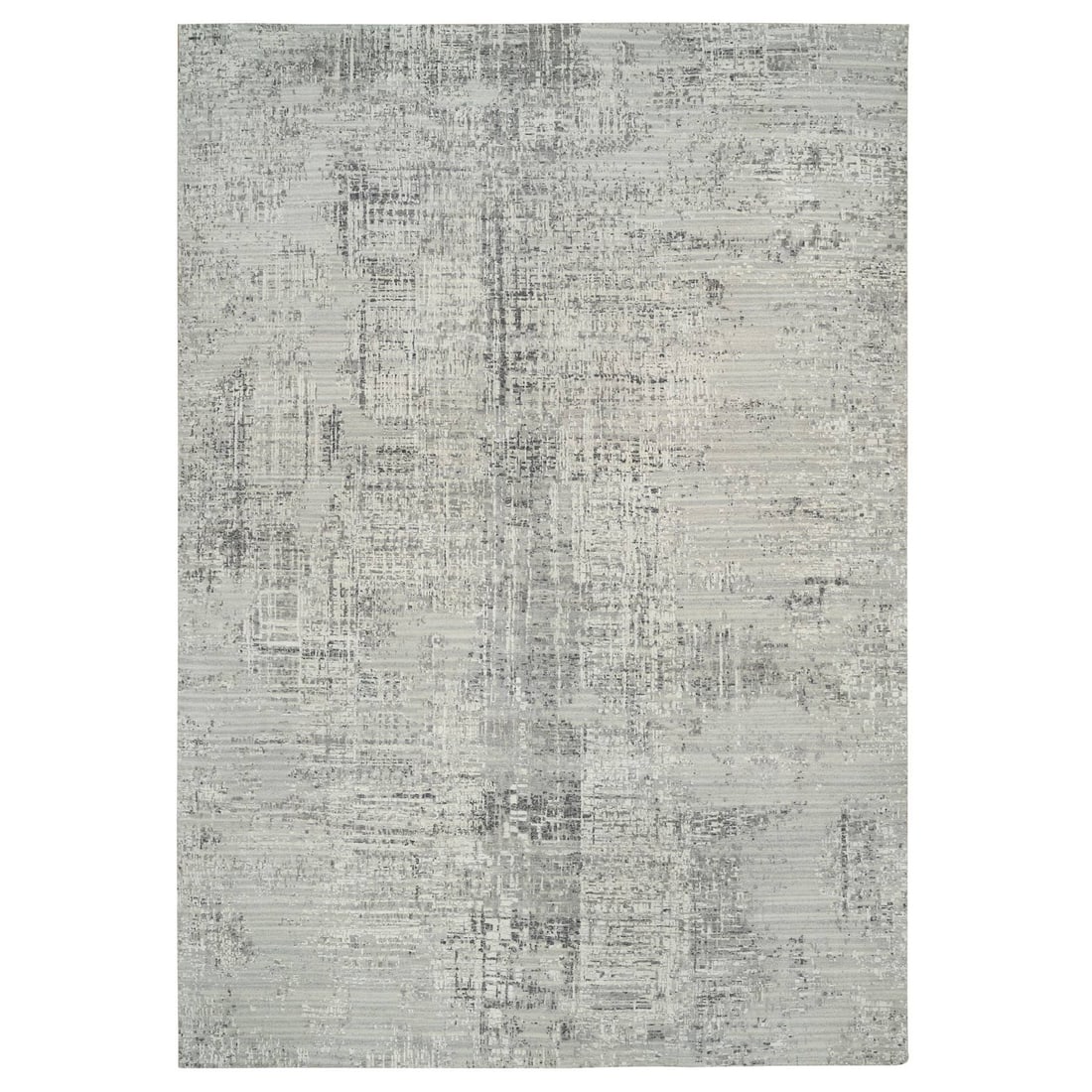 Gray Hand Knotted 14'x20' Oversized Modern Wool Rug: Gray Hand Knotted 14'x20' Oversized Modern Wool Rug Offset lithograph 'Sterling Saint Jacques' by Francesco Scavullo, created in 1985, measures 24 x 34 inches, signed, and in very good condition with