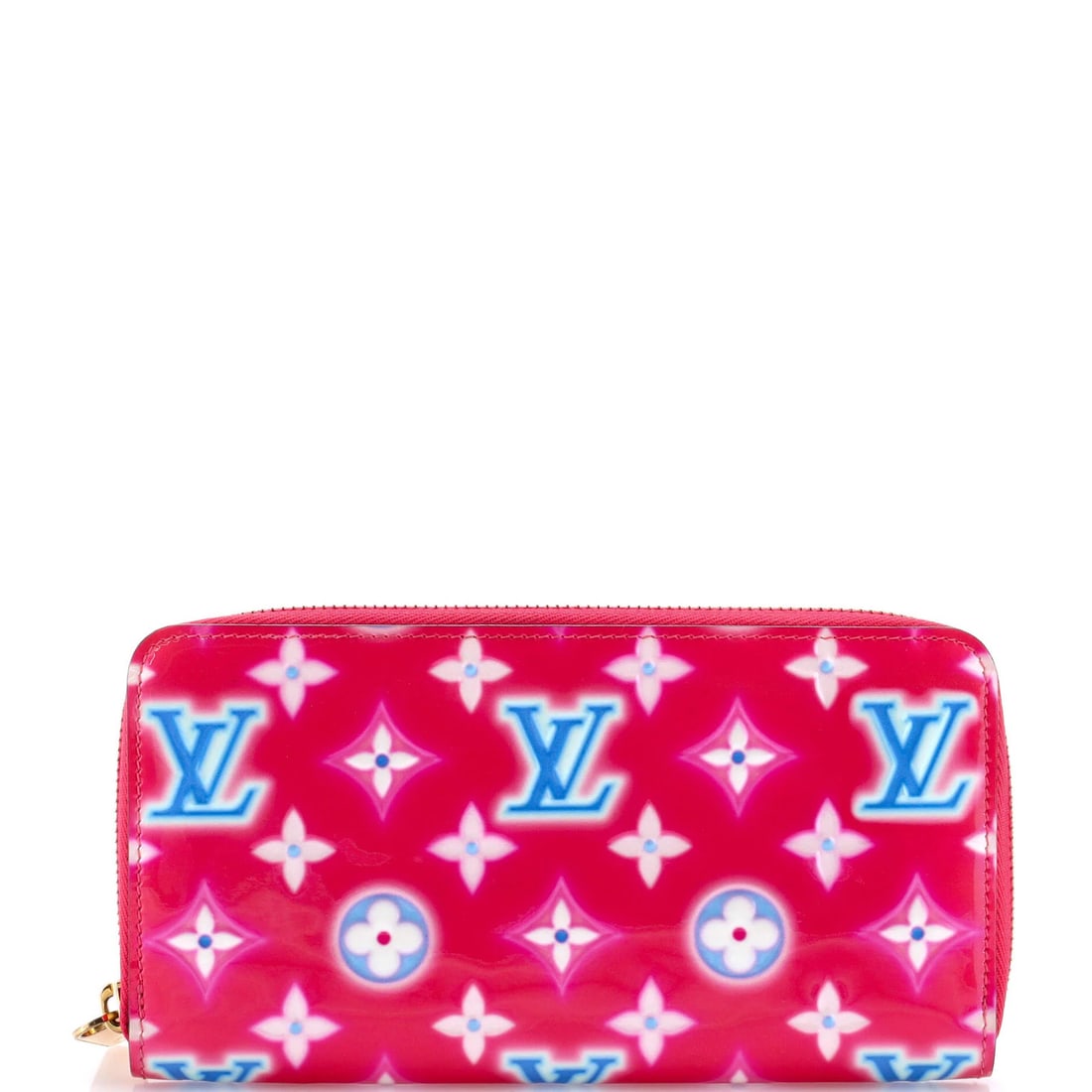 Louis Vuitton Valentine Neon Monogram Zippy Wallet: Louis Vuitton Valentine Neon Monogram Zippy Wallet The Louis Vuitton Valentine Neon Monogram Zippy Wallet is made of pink patent leather, measures 4" in height, 8" in width, and is in very good