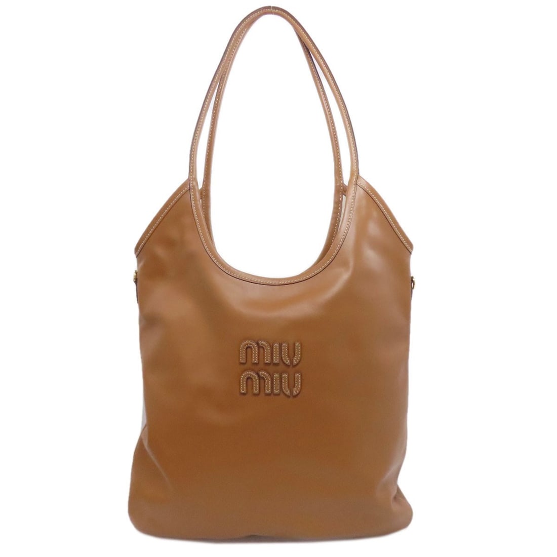 Calf MIUMIU Logo Tote Bag: Calf MIUMIU Logo Tote Bag MIUMIU tote bag made of brown calf leather, designed as a tote bag. Made in Italy. Item Specifics: Brand: MIUMIU Style: Tote Bag Exterior Material: Calf Color: Brown Type: