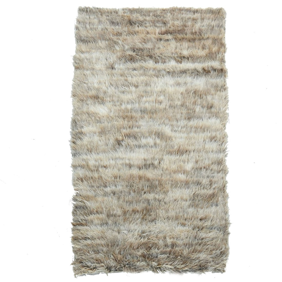 Rug 3'2"x5'6" Beige Hand Knotted Shaggy Moroccan Undyed Natural Wool (1 of 7)
