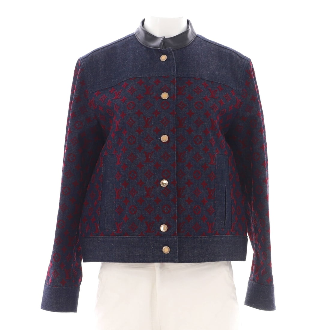 Louis Vuitton Women's Monogram Denim and Leather Flocked Jacket (1 of 4)