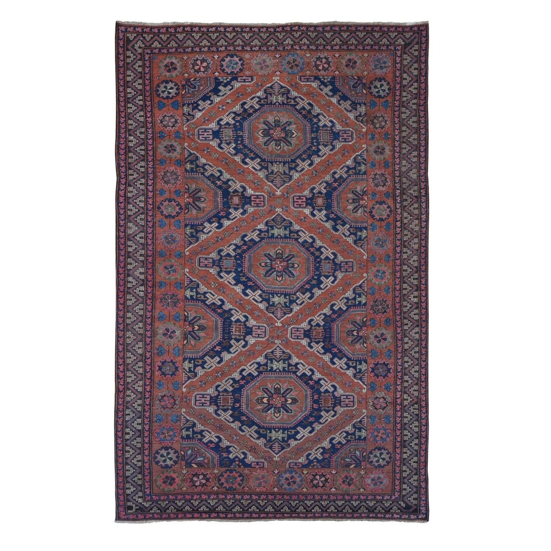 Cinnamon Red Antique Caucasian Soumak 7'x11' Pure Wool Rug (1 of 11)