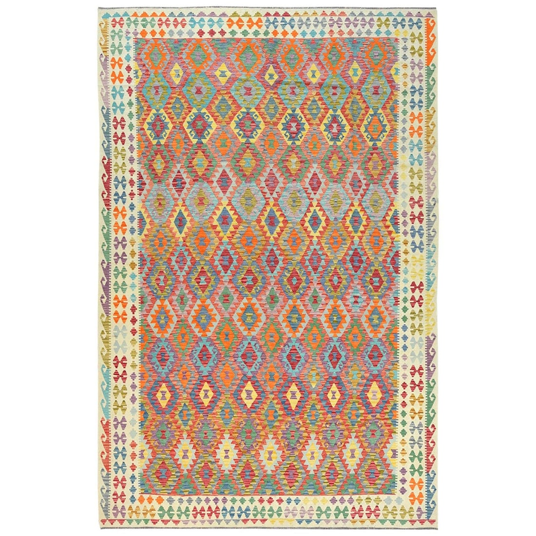 Rug 10'4"x16'1" Colorful Hand Woven Afghan Kilim Organic Wool Oversized (1 of 6)
