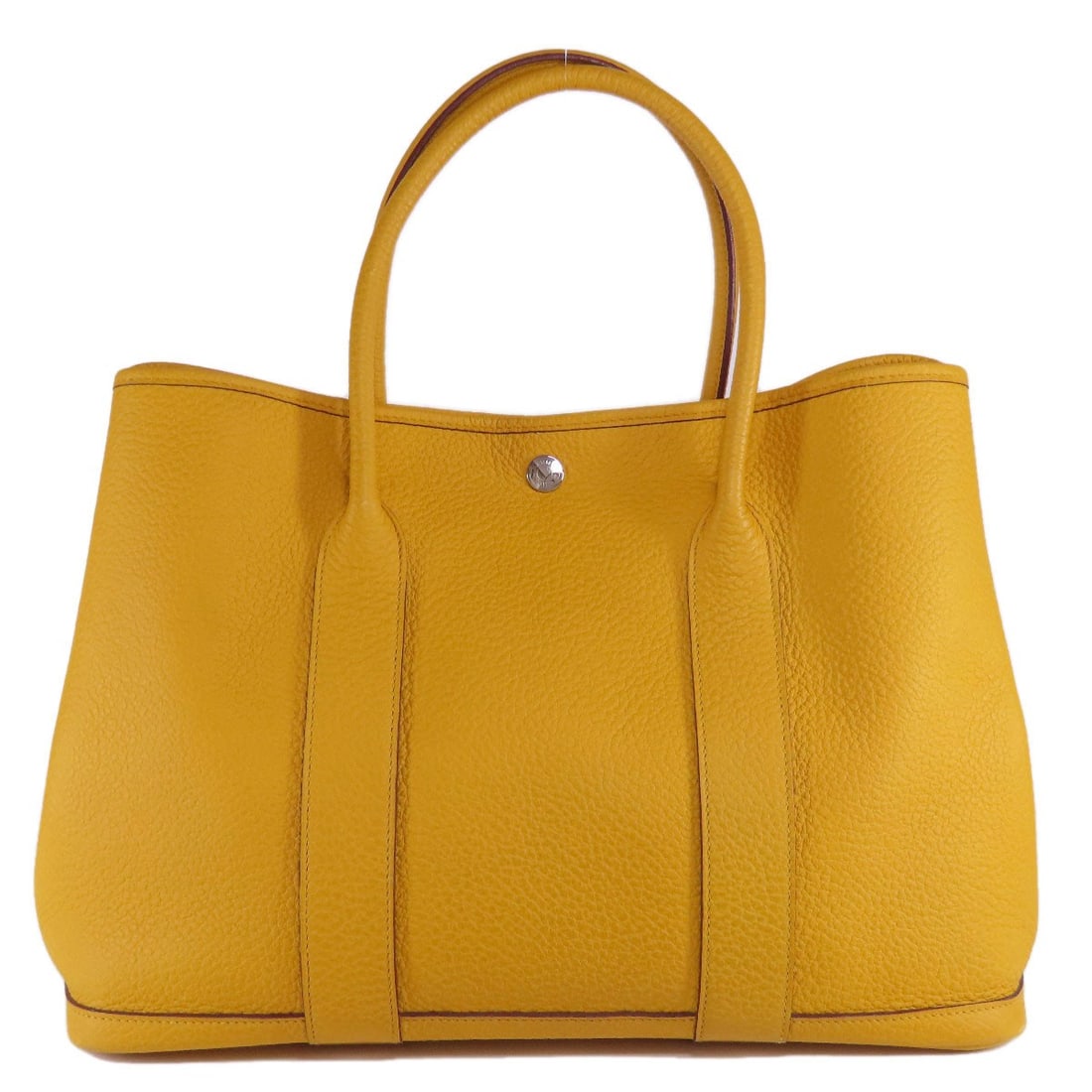 Country HERMES Garden Party PM Jaune Ambre SilverHardware Tote Bag: Country HERMES Garden Party PM Jaune Ambre SilverHardware Tote Bag The HERMES Garden Party PM tote bag is made from country material in Jeanne Amble (yellow) color, designed for elegant daily use. 