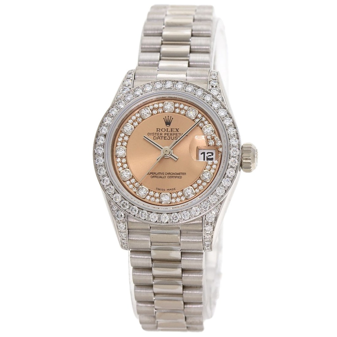 Rolex Datejust Diamond Watches 69159 in K18 White Gold: Rolex Datejust Diamond Watches 69159 in K18 White Gold Rolex Datejust wristwatch model 69159, made of K18 white gold, features an analog display and mechanical automatic movement, suitable for a