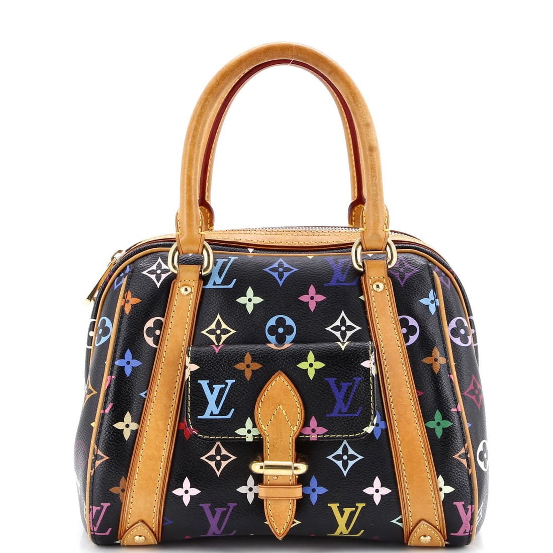 Louis Vuitton Monogram Multicolor Priscilla Handbag: Louis Vuitton Monogram Multicolor Priscilla Handbag Louis Vuitton Monogram Multicolor Priscilla Handbag in coated canvas with a multicolor exterior, showing significant wear and in fair condition. Ite