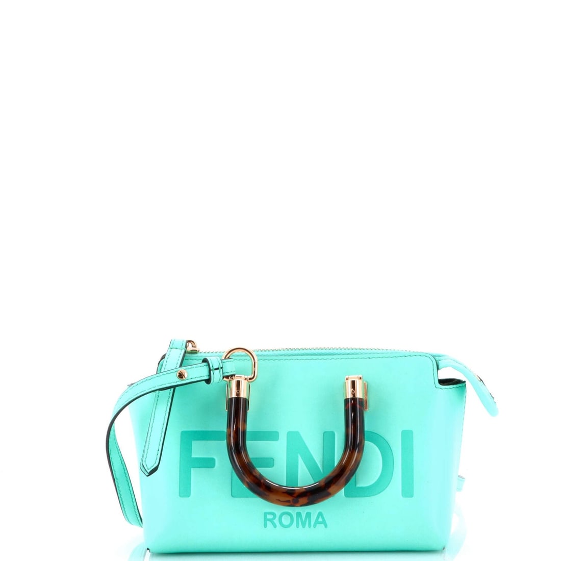 Fendi Mini Logo By The Way Top Handle Bag Embossed Leather: Fendi Mini Logo By The Way Top Handle Bag Embossed Leather Fendi mini Logo By The Way top handle bag in embossed blue leather, with dimensions of 4.5 x 7 x 3 inches, in great condition with minor scuf