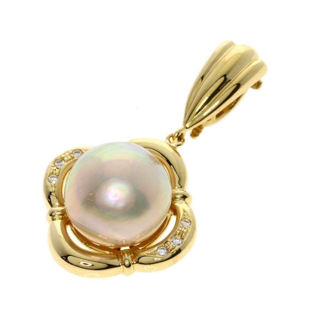 TASAKI K18 Yellow Gold Pearl Diamond Pendant (1 of 6)