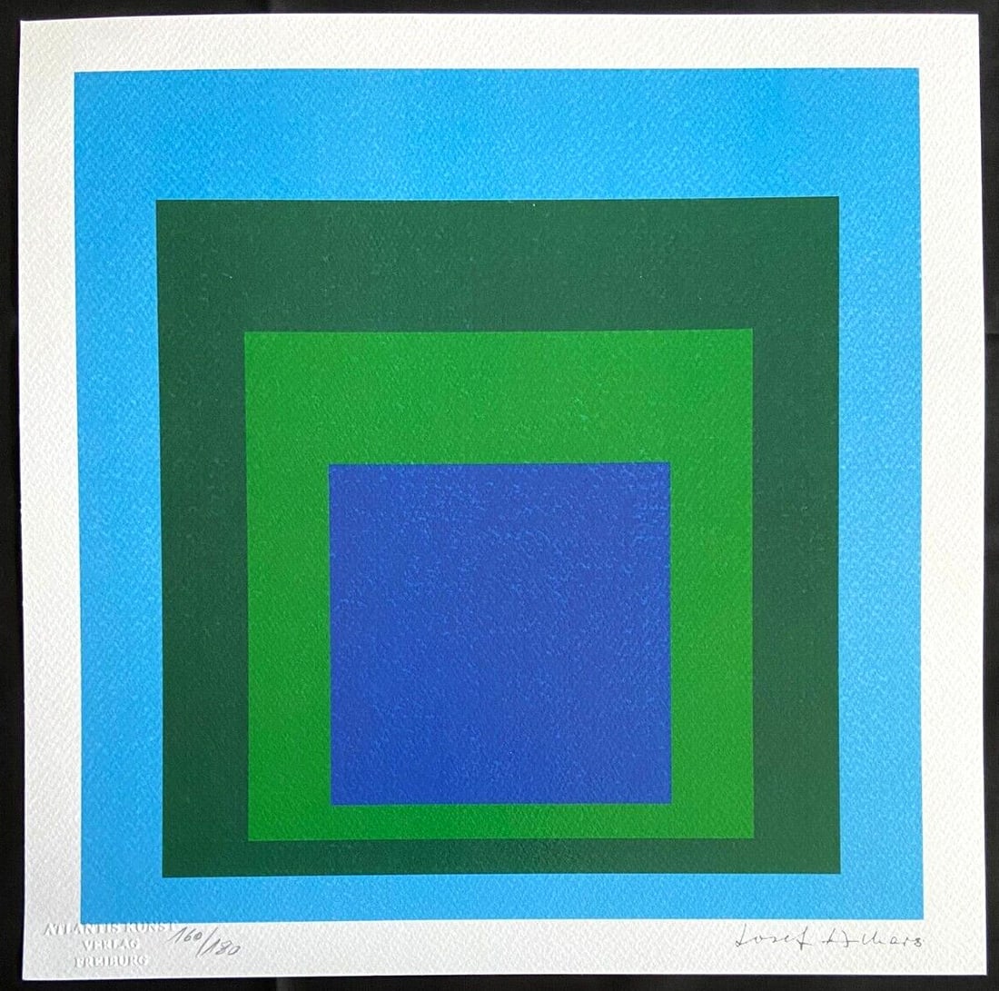 Stamped Josef Albers Lithograph COA Hand-Numbered Signed O.P (1 of 9)