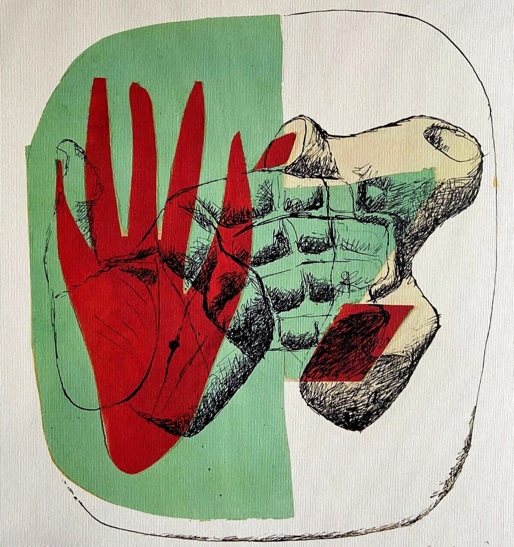 Signature Le Corbusier Lithograph "Hand And Stone" Hand Numbered COA (1 of 12)