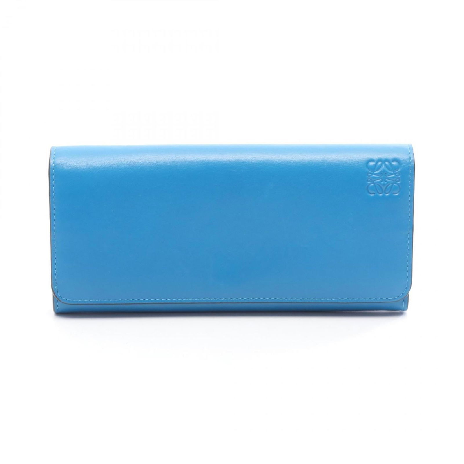 Loewe Leather Long Wallet (Bi-Fold): Loewe Leather Long Wallet (Bi-Fold) Loewe bi-fold long wallet made of blue leather, measuring 9.5cm x 19cm x 2.5cm, in acceptable used condition with visible wear. Item Specifics: Brand: Loewe Type: L