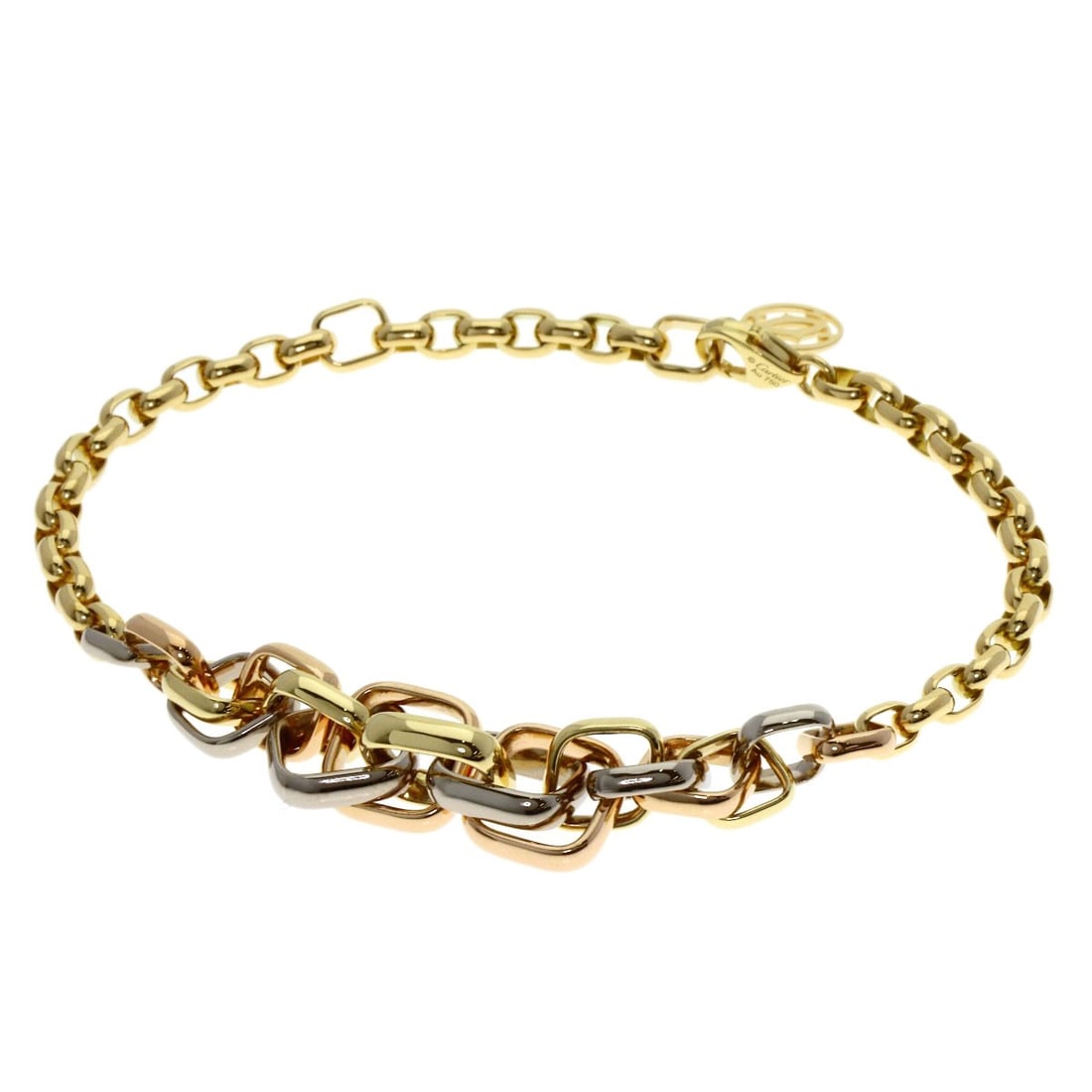 CARTIER Trinity Cushion Bracelet K18 Yellow Gold & White Gold: CARTIER Trinity Cushion Bracelet K18 Yellow Gold & White Gold Cartier Trinity Bracelet made from K18 yellow and white gold, with no main stone. Originating from France. Item Specifics: Brand: CARTIER
