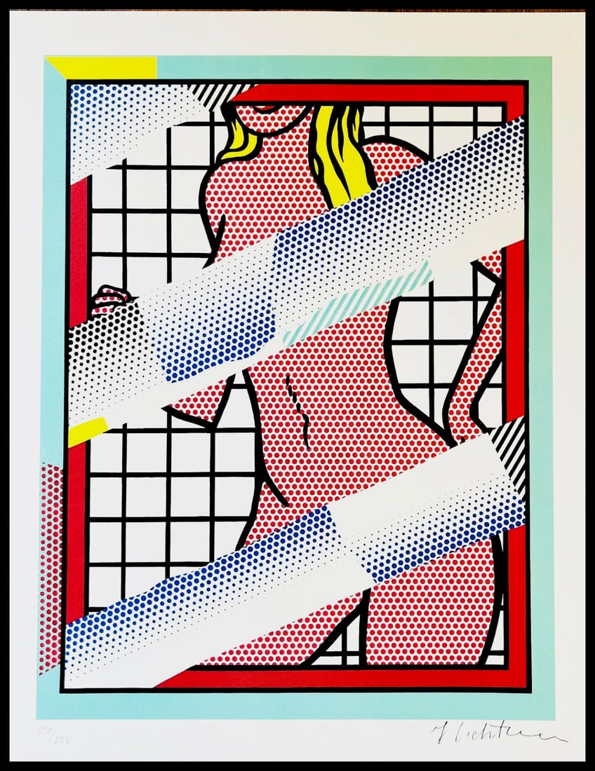 Roy Lichtenstein Lithograph COA Signed in Pen, Numbered in Pencil: Roy Lichtenstein Lithograph COA Signed in Pen, Numbered in Pencil This Roy Lichtenstein lithograph, 'Reflection Jessica Helmes', was printed in 1996 and measures 41.5 x 32 cm, limited to 275 hand-numb