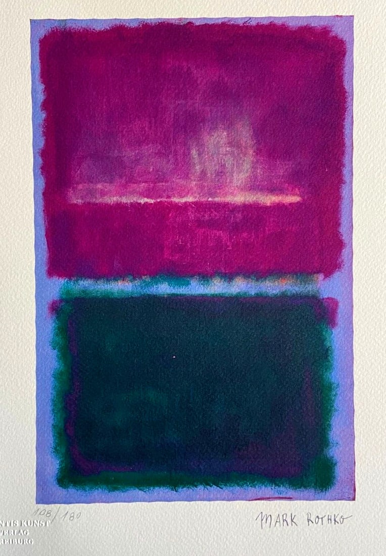 Mark Rothko Signed Lithograph COA Numbered 180 Copies Stamped (1 of 9)