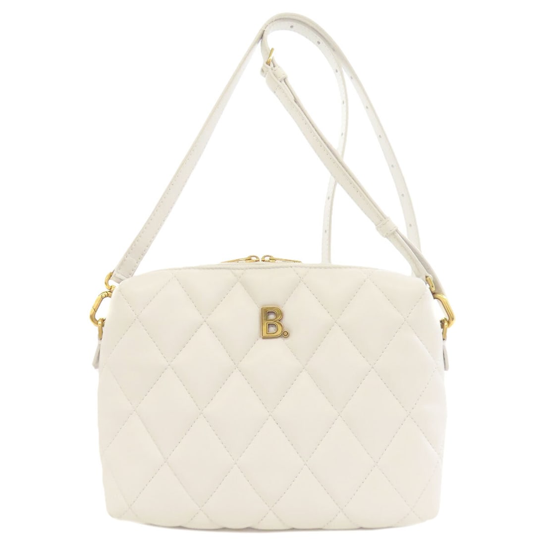BALENCIAGA Leather Quilting Shoulder Bag: BALENCIAGA Leather Quilting Shoulder Bag BALENCIAGA white leather shoulder bag, designed in a chic and modern style. Item Specifics: Brand: BALENCIAGA Style: Shoulder Bag Exterior Material: Leather Ex
