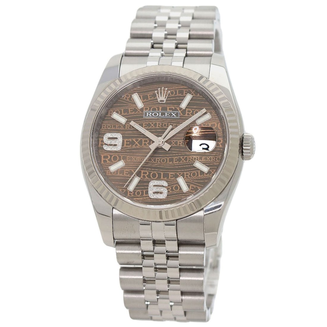 Stainless ROLEX Datejust 36 Brown Wave 69Diamond Watches 116234 (1 of 14)