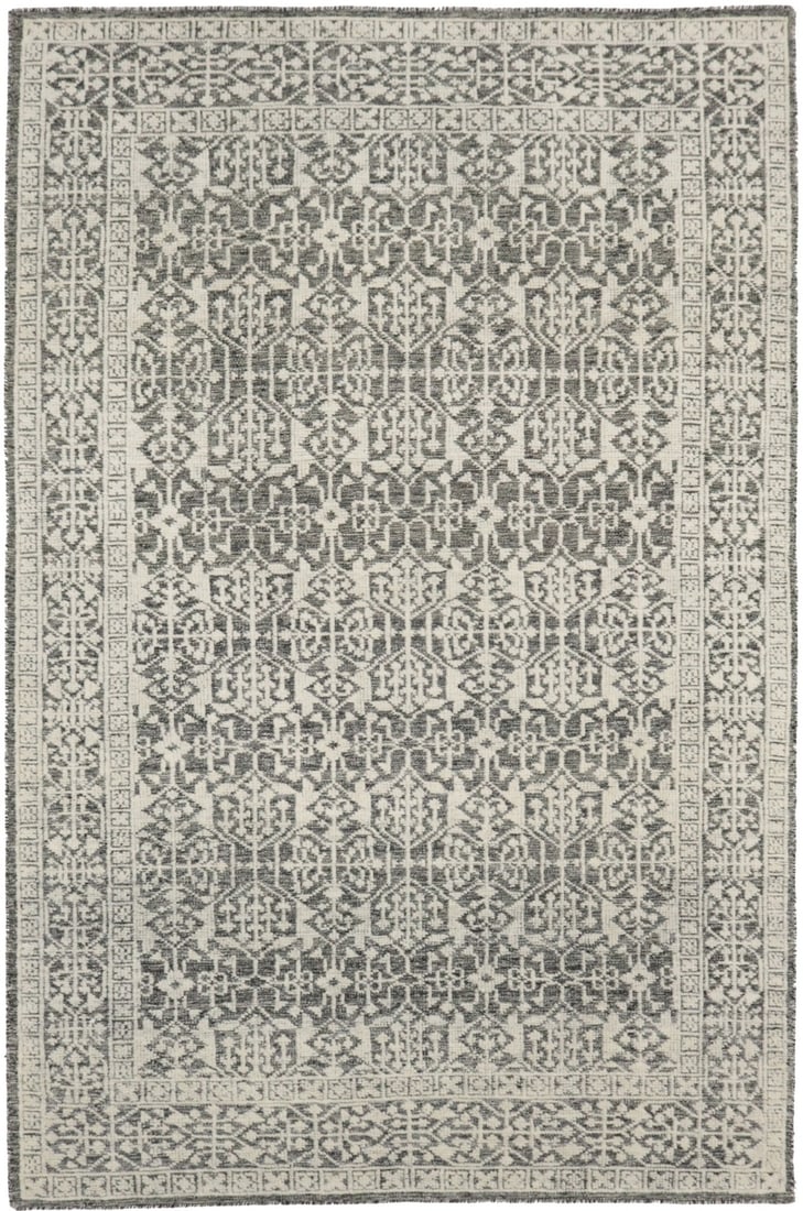 Carpet Handmade Wool Modern Oriental Rug 6X9 ft Geometric Design High-Low Relief: Carpet Handmade Wool Modern Oriental Rug 6X9 ft Geometric Design High-Low Relief A handmade wool rug featuring a modern geometric design, measuring 6 x 9 ft, produced in India, known for its allergy-f