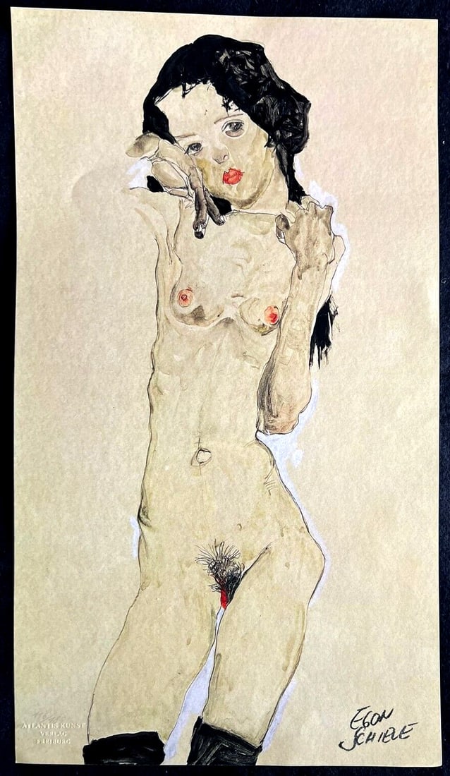 Egon Schiele Lithograph COA Signed and Numbered in Pencil: Egon Schiele Lithograph COA Signed and Numbered in Pencil Egon Schiele Lithograph titled "Naked girl" from 1978, printed in 180 specimens, measures 31 x 54 cm and comes with an original COA signed and