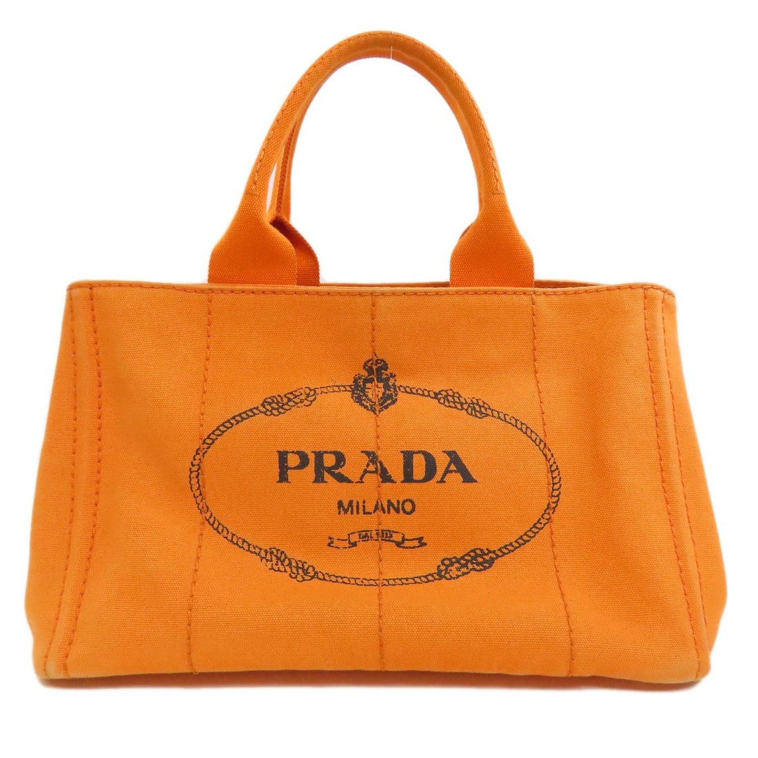 Canapa Handbag Canvas PRADA: Canapa Handbag Canvas PRADA Prada handbag made from orange canvas, designed as a stylish accessory for casual wear. Its vibrant color makes it a standout piece. Item Specifics: Brand: PRADA Style: Han