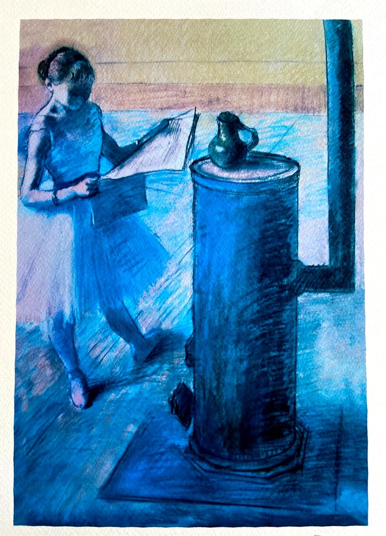 Edgar Degas 1943 Lithograph Signed Op COA Mourlot: Edgar Degas 1943 Lithograph Signed Op COA Mourlot This Edgar Degas lithograph, titled "Ballerina near a stove," was printed by the Mourlot brothers in 1965, measuring 32 x 40 cm, and includes Degas's