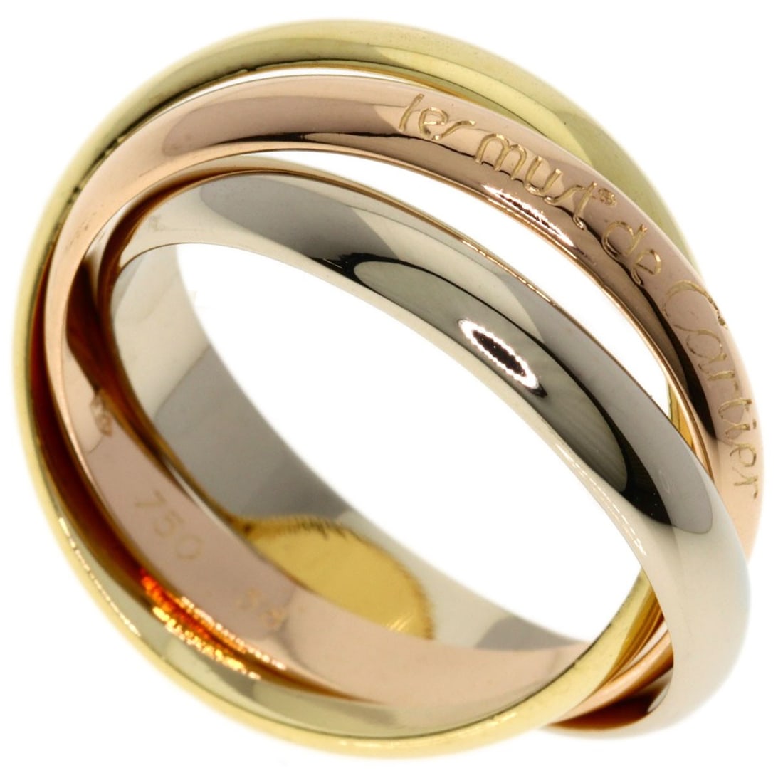 CARTIER Trinity Ring K18 Yellow Gold & Pink Gold #58 (1 of 7)
