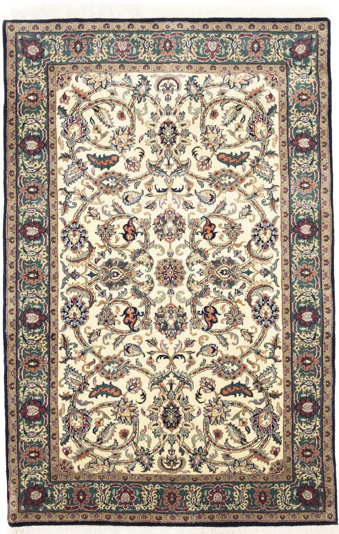 ft Handmade Floral Style Oriental Rug Thick Pile Agra Jaipur Entryway Carpet 4X6 (1 of 15)