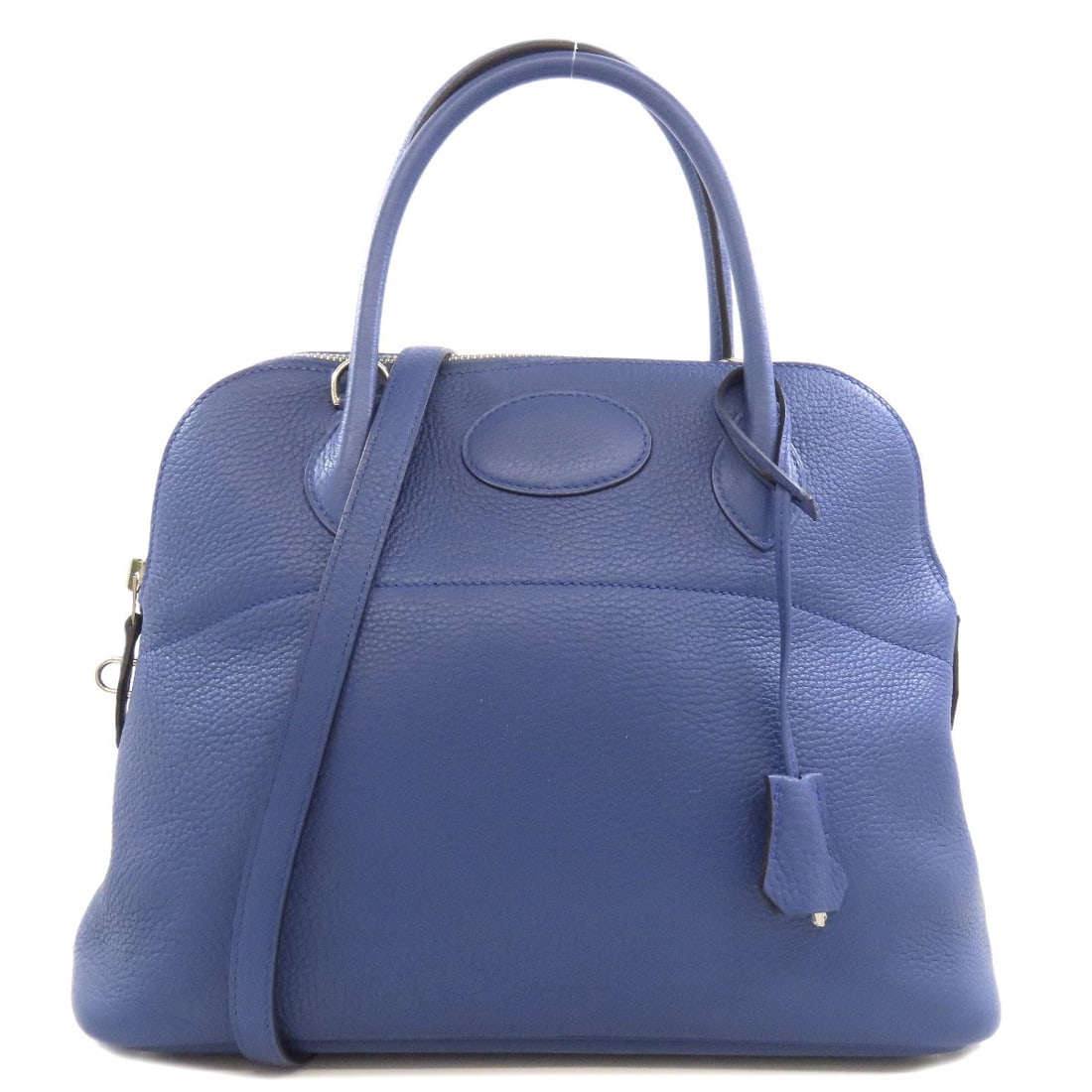 Clemence HERMES Bolide31 SilverHardware Handbag Taurillon: Clemence HERMES Bolide31 SilverHardware Handbag Taurillon This HERMES Bolide31 handbag is crafted from blue Taurillon leather and features silver hardware, showcasing a stylish and distinctive design