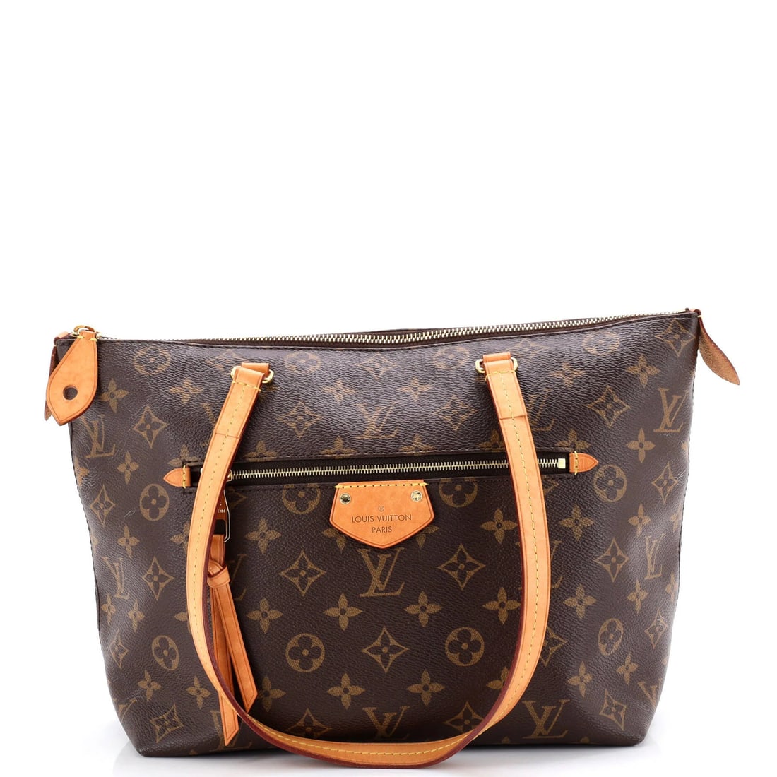 Iena Tote PM Monogram Canvas Louis Vuitton: Iena Tote PM Monogram Canvas Louis Vuitton The Louis Vuitton Iena Tote PM is a coated canvas shoulder bag in brown with red fabric interior, measuring 9" height, 10.5" width, and in very good