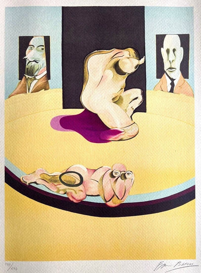 Francis Bacon Lithograph Signed COA Numbered Limited 275: Francis Bacon Lithograph Signed COA Numbered Limited 275 A signed Francis Bacon lithograph titled 'Metropolitan Museum of Art' printed in 1989, measuring 30 x 40 cm, with 275 hand numbered specimens