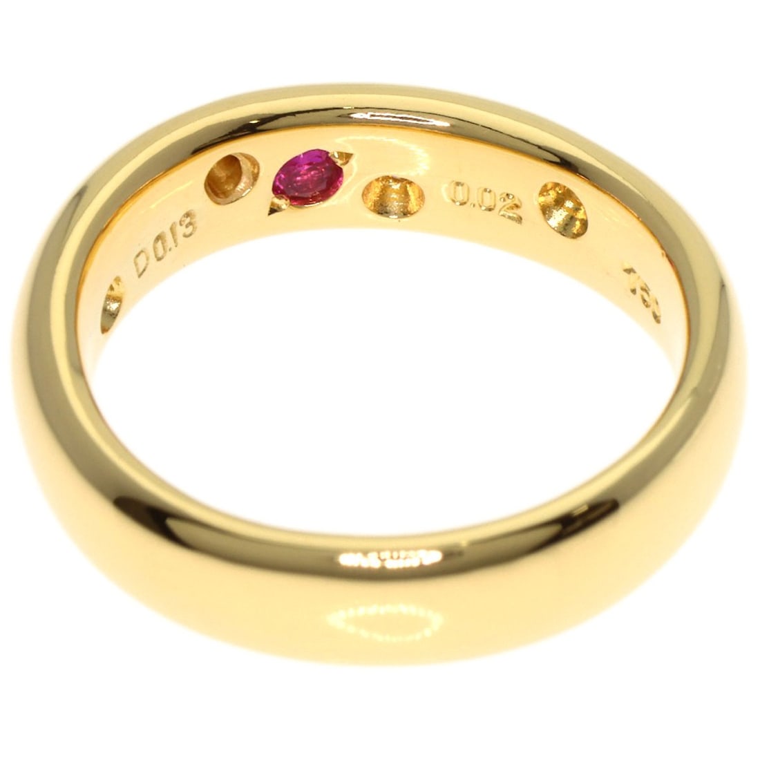 CELINE K18 Yellow Gold Diamond Ruby Ring - 4
