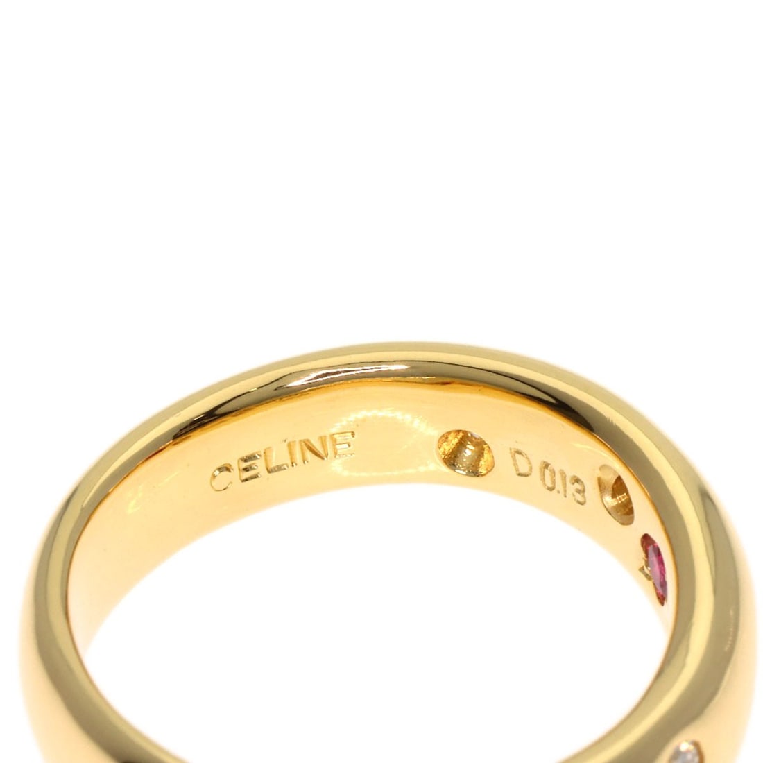 CELINE K18 Yellow Gold Diamond Ruby Ring - 6