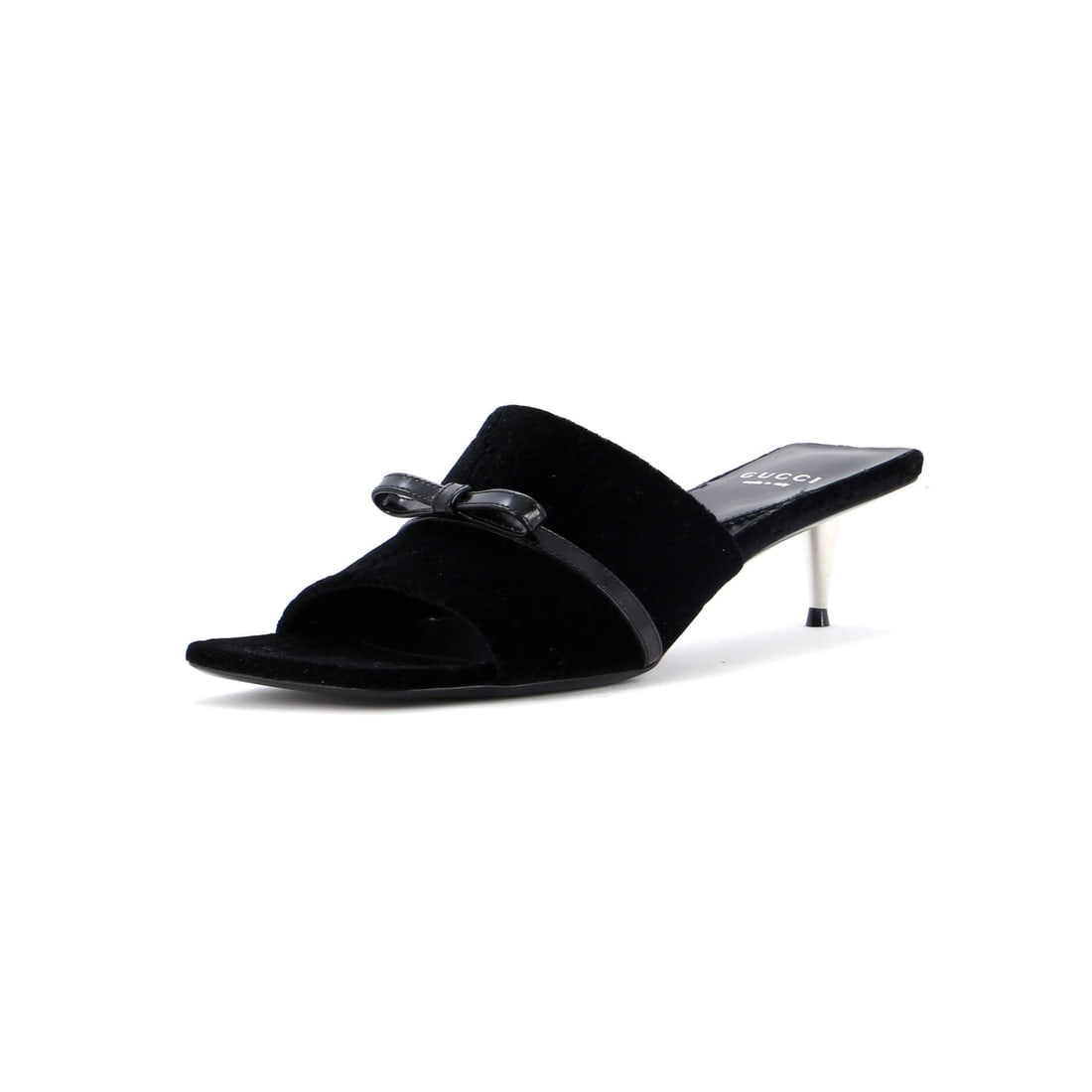 Gucci GG Velvet Women's Bow Slide Heeled Sandals (1 of 4)