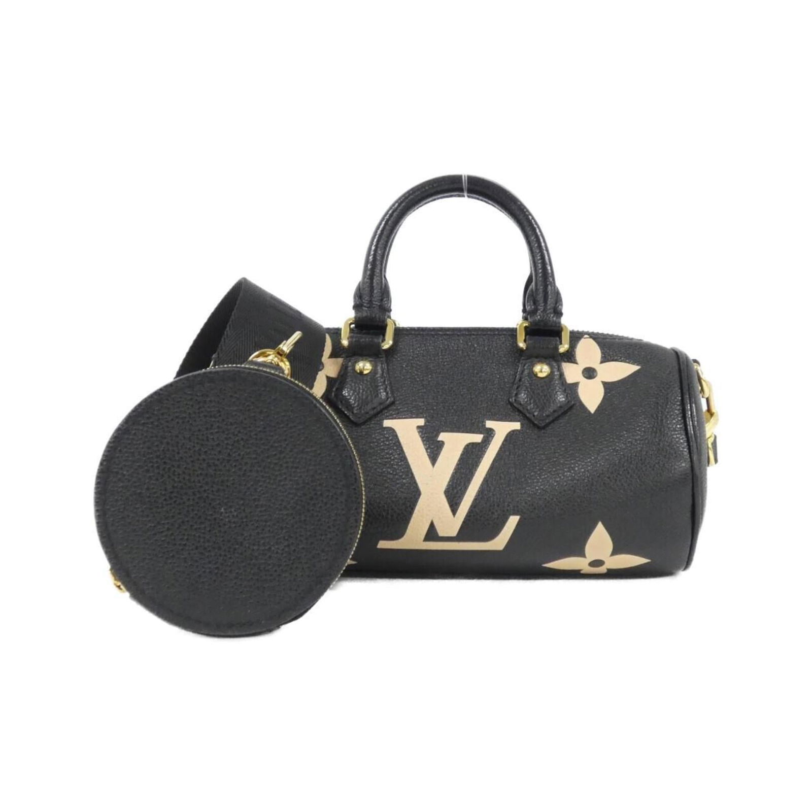 Louis Vuitton Leather Shoulder Bag: Louis Vuitton Leather Shoulder Bag Louis Vuitton shoulder bag made from calf leather in beige and black, featuring dimensions of 10cm x 20cm x 10cm, in very good used condition. Item Specifics: