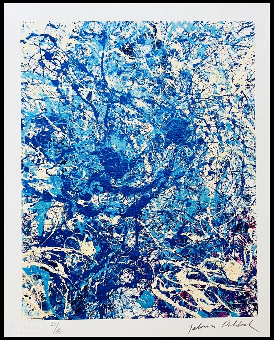 Jackson Pollock Action Painting Signed Numbered COA: Jackson Pollock Action Painting Signed Numbered COA Jackson Pollock signed and numbered chromolithography titled 'without title', printed in 1978 in an edition of 180, measuring 40 x 32 cm with an aut